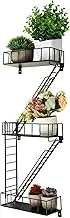 Fire Escape Wall Shelf Hanging Metal Ladder Decor Cool Bookshelf Organizer Floating Shelves Action Figure Shelf for Home Bedroom Display(3 Tier)