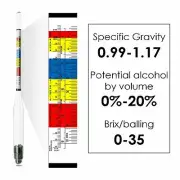 Triple Scale Beer and Wine Precision Hydrometer, Specific Gravity, Brix, Balling