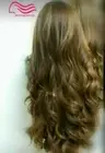 New Fashion Beautiful Women's Long Light Brown Curly Full Wig Hair Free Shipping