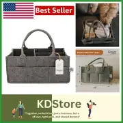 Stylish Charcoal Diaper Caddy - Large Nursery Storage and Portable Car Organizer