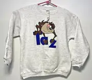 Vintage 1997 Youth XL GRAY Looney Tunes TAZ Tasmanian Devil Sweatshirt DeadStock