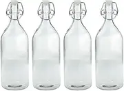 Lemon & Lime 6 X 1000Ml Round Glass Water Bottle 1L Clip Top Bottle Flip Top Glass Bottles