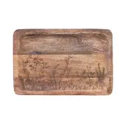 11.75 Inches Mango Wood Laser Etched , Natural Tray