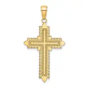 14k Yellow Gold w/ Lace Border Cross Charm