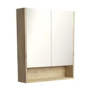 750-1200*850*180mm Fienza Scandi Oak E1 MDF Board Copper-free Glass Rectangle Pencil Edge Shaving Cabinet With Shelf