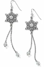 NWT Brighton SELESTIA Snowflake Silver Crystal French Wire Earrings MSRP $68