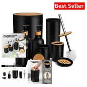 Complete Matte Black Bathroom Set - Includes Trash Can & Soap Dispenser