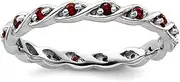 [Stackable Expressions] 2.5mm 925 Sterling Silver Polished Prong set Stackable Garnet Ring Size 9-Stackable-Ring for Women