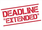 DEADLINE EXTENDED - RED| Laminated Vinyl Decal Sticker Label