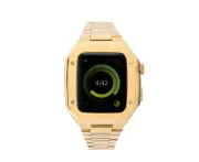 Compatible With Apple Watch Band 45mm with Metals Shockproof Frame Bumper Case Watch Band for Men - Gold