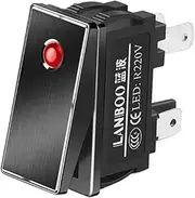 SKXMOD 28.4X10.5MM Series Safe high Current Rocker Switch 16Amp high Current 2NO with LED 2 Gears 12V 24V 220V(Red(Black Panel),220V)