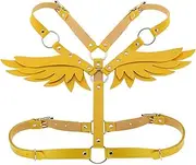 [Yuschuh] Women Girl Punk Body Harness Belt Adjustable Leather Body Bra Chest Harness Belt Angel Wings Waist Belt