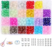 ROLMZJX 683 Pieces 8mm Glass Beads Bracelet Making Kit with 223pcs Craft Material Accessories, 24 Colors Glass Bead kit for Bracelet Making for Bracelet Jewelry Making and DIY Crafts