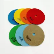 7pcs 4"/100mm Mix Dry Diamond Polishing Pads Sanding Grinding Discs for Stone