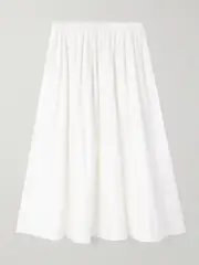 [Proenza Schouler White Label] Proenza Schouler White Label - Austin Pleated Cotton-poplin Midi Skirt - US10 US 10 White