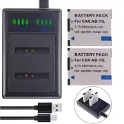 2x NB-11L NB-11LH Battery & LCD Smart Charger for Canon IXUS 185 Camera