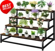 4-Tier Metal Plant Stand, Indoor/Outdoor Corner Shelf, Garden Storage Rack