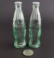 Coca-Cola Green Glass Salt & Pepper Shakers - Glass COKE Bottle Shape