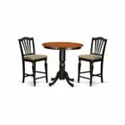 JACH3-BLK-C 3 PC counter height Table and chair set - high Table and 2...