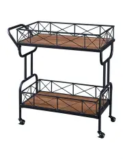 [IHOMDEC] Drink Trolley Wood and Metal Bar Carts Vintage Brown