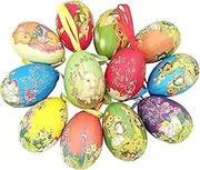 Gardeningwill 12Pcs New Vintage Style Paper Mache Egg Hanging Ornaments Easter Decoration