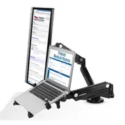 Loctek Pro Mount, 10"-30" Single Monitor With 10.1"-17.3" Laptop Notebook Stand Gas Spring Arm Riser With Dual USB 3.0 Ports, Max Load 9KG, VESA 75 & 100mm /5 Years Warranty [DLB530D & NCS105 Black]