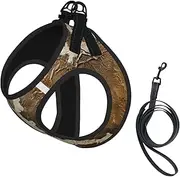 brown cowhide art print Dog Harness and Leash Set, Reflective Adjustable Puppy Vest for Small Medium Large Dogs, Cats