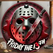 JASON HOCKEY MASK FRIDAY THE 13TH Metal Hanging Sign 20x20cm HORROR MOVIE PLAQUE