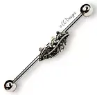14g white sparkle cz burnished feather industrial bar piercing H64