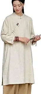 [CORETIC] Womens Button Down Shirts Linen Cotton Long Sleeve Blouse Tunic Tops Cover Up Shirt Loose Beach Dress