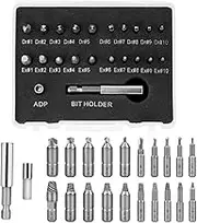 22 Pcs Mini Damaged Screw Extractor Small Stripped Screws Remover Easy Out Broken and Bolt Extractor Kit Stuck Rusty Screws Remove Tool with Magnetic Extension Bit Holder & Socket Adapter