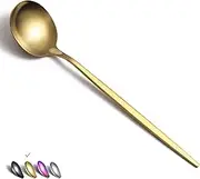 Matt Gold 6 Piece Dinner Spoons - 8.1'' Stainless Steel Tablespoons, Soup & Dessert Spoons, Silverware for Home, Kitchen or Restaurant, Dishwasher Safe