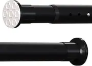 Oxdigi Room Divider Tension Curtain Rod Long / 122.1-141.7 inches Large No Drilling Adjustable Window Curtain Rod for Bathroom, Shower Indoor Decor/Black