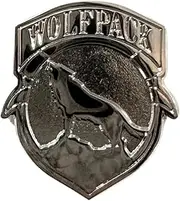 [Generic] Wolfpack Howling Wolf Shield Metal Lapel Pin, Silver, 1 Inch, Standard, Metal, no gemstone