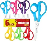 BURVAGY 6Pack 5.5" Safety Small School Kids Student Round Blunt Tip Craft Scissors Bulk, Stainless Steel Blades Comfort Grip Scissors for Kid Children Kindergarten Cutting Paper
