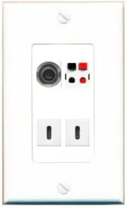 [4 Ports] 3-5MM SPEAKER 2 USBC Wall Plate DecorZ White