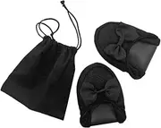 [CLISPEED] 24.5cm Black Folding Slippers Flat Roll Up Slipper Shoes Portable Travel Indoor Slipper Soft Bottom Silent Walking Slippers with Storage Bag