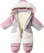 [Dressnu] Snowsuit Children's Onesie Patchwork Colorful Hooded Padded Thickened Slip Crawling Suit