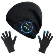 Outdoor Running Bluetooth Music Hat Removable Rechargeable Cycling Hat Glove Set