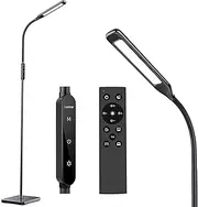 [Lastar] LED Floor Lamp, Floor Lamps For Living Room with Remote Control & Touch Adjustable, 5 Brightness & 4 Color Temperature, 12W Reading Standing Lamp For Bedroom with Timer & Memory Function, Black