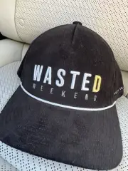 NEW Travis Mathew Beer Happy Wasted Weekend SnapBack Hat Black Corduroy