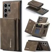 Oidealo 2 in 1 Wallet Case for Samsung Galaxy S24 Ultra, DG.MING Retro Leather Magnetic Detachable with Trifold Wallet Credit Card Holder Cash Compartment for Samsung Galaxy S24 Ultra (Coffee)