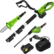 2-in-1 Cordless Hedge Trimmer & Pole Saw with Bar Blade & Battery, Telescopic Tree Pruners for Tree Loppers Long Reach