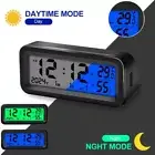 For Dashboard Car Clock Temperature Humidity Digital Display Solar Powered