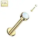 Piercing Labret Ear Yellow Gold 14 Carat Screw Inner Opaline