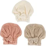ASAKKURA Absorbent Hair Cap Soft Fleece Shower Cap Hair Drying Towel Set Quick Dry Damage-