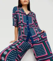 NEW PETER ALEXANDER FLORAL TILE PJ TOP + PANTS SET SMALL S RRP$119 VISCOSE