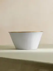 [Astier De Villatte] Astier De Villatte - Crésus Large Gold-plated Ceramic Salad Bowl - White - One size One size White