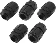 X AUTOHAUX M12x1.5 Cable Glands 10mm / 0.39" Waterproof Bellows Straight Connector PA6 Nylon Black 5 Pcs