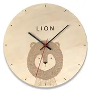 Lion Pattern Home Office Bedroom Decoration Wooden Mute Wall Clock